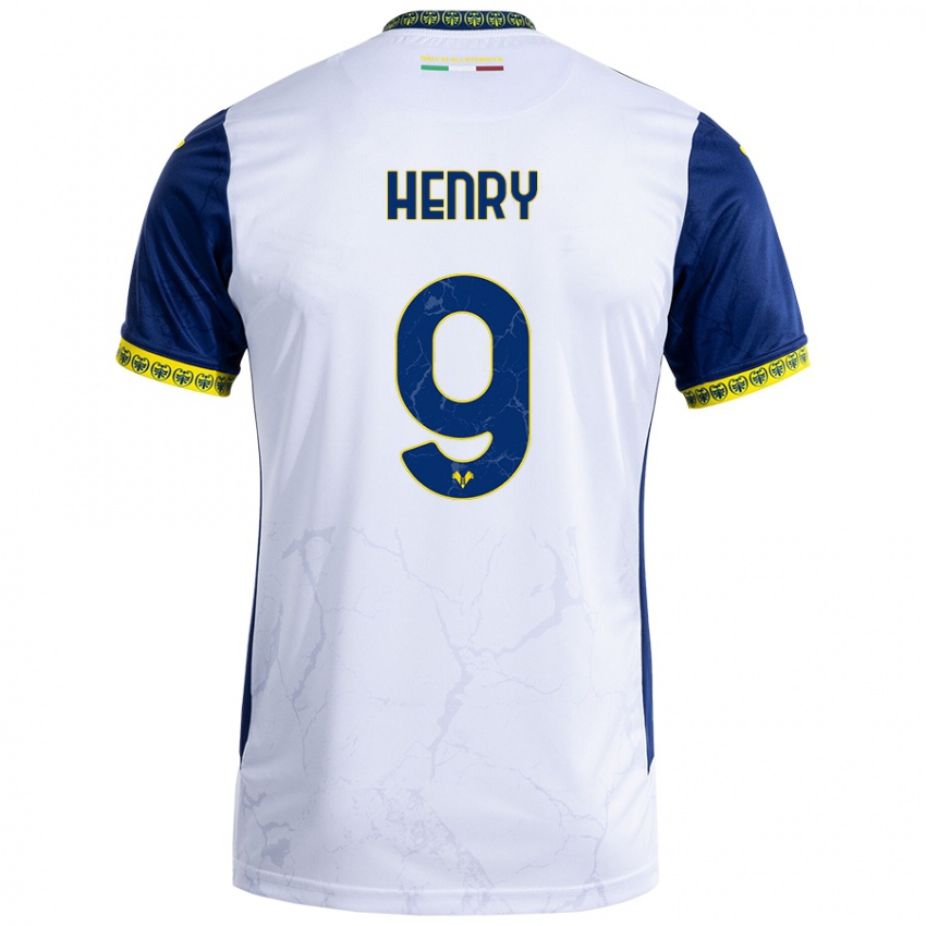 Mænd Thomas Henry #9 Hvid Blå Udebane Spillertrøjer 2024/25 Trøje T-Shirt