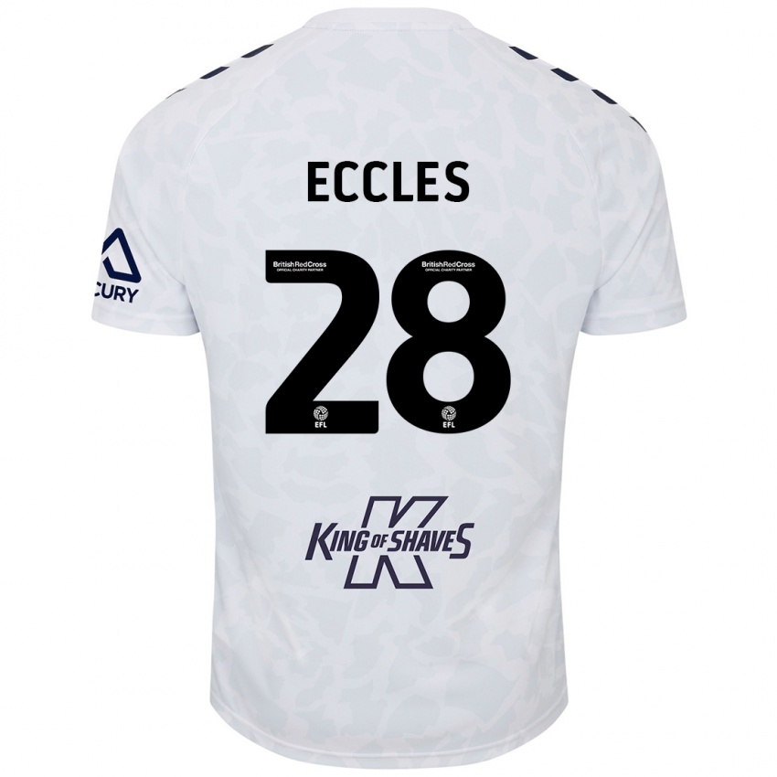 Mænd Josh Eccles #28 Hvid Udebane Spillertrøjer 2024/25 Trøje T-Shirt