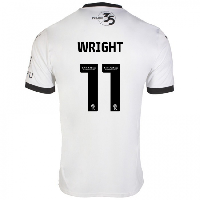 Mænd Callum Wright #11 Hvid Sort Udebane Spillertrøjer 2024/25 Trøje T-Shirt