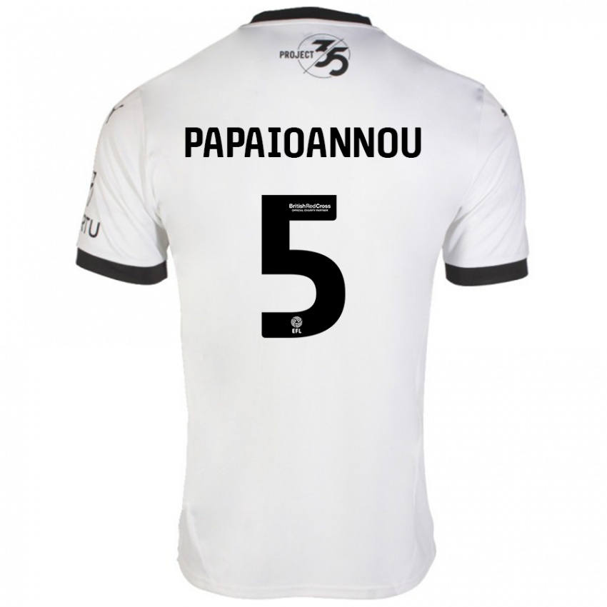 Mænd Panagiota Papaioannou #5 Hvid Sort Udebane Spillertrøjer 2024/25 Trøje T-Shirt