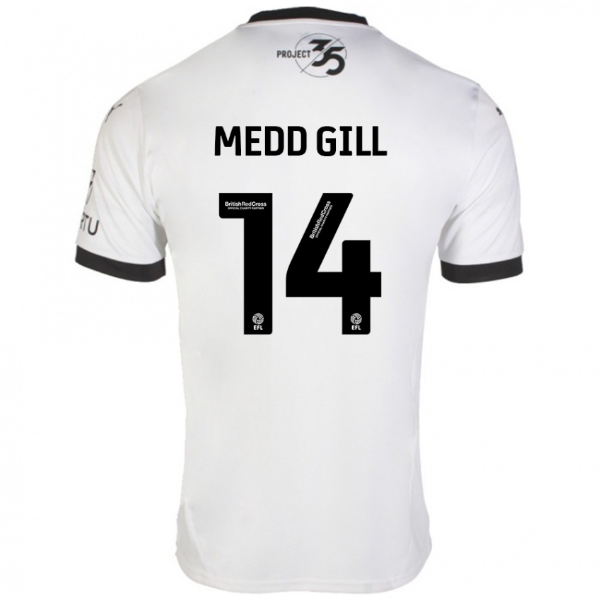 Mænd Tamsin Medd-Gill #14 Hvid Sort Udebane Spillertrøjer 2024/25 Trøje T-Shirt