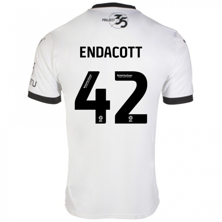 Mænd Jack Endacott #42 Hvid Sort Udebane Spillertrøjer 2024/25 Trøje T-Shirt