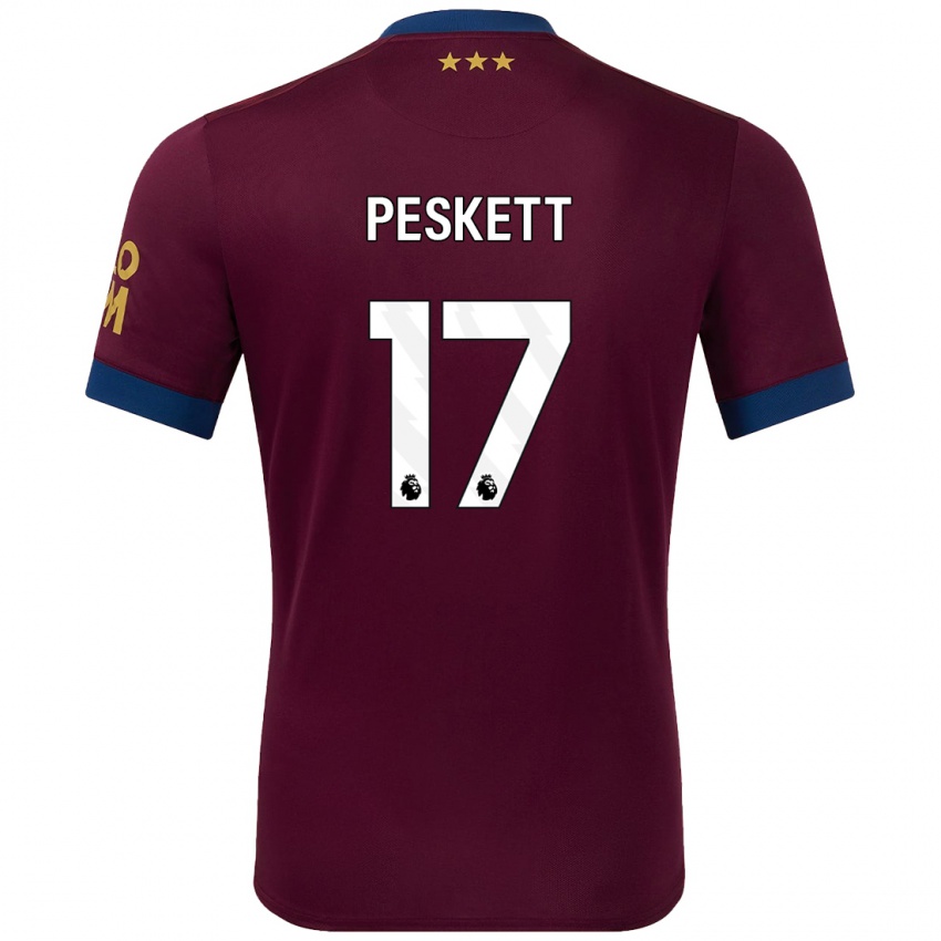 Mænd Sophie Peskett #17 Brun Udebane Spillertrøjer 2024/25 Trøje T-Shirt