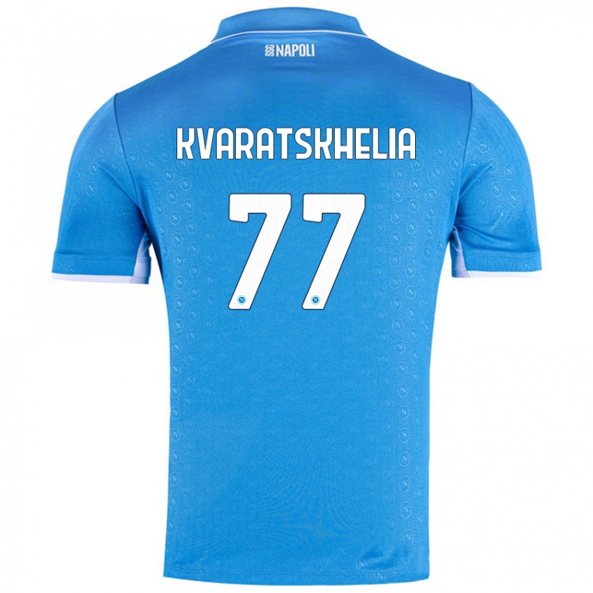 Kvinder Khvicha Kvaratskhelia #77 Himmelblå Hjemmebane Spillertrøjer 2024/25 Trøje T-Shirt