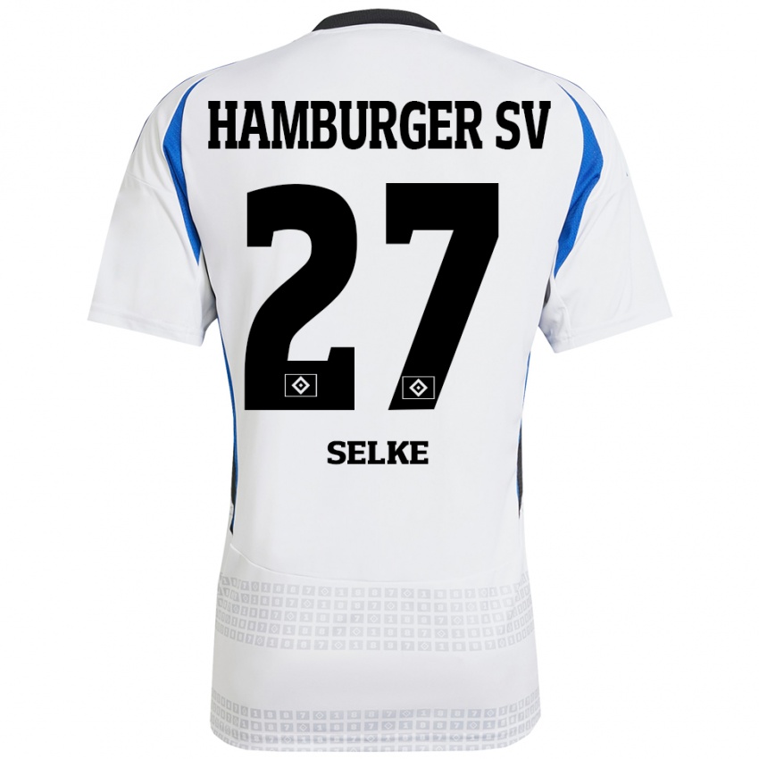 Kvinder Davie Selke #27 Hvid Blå Hjemmebane Spillertrøjer 2024/25 Trøje T-Shirt