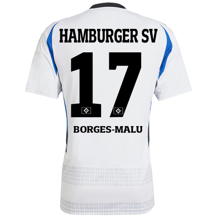 Kvinder Louis Borges-Malu #17 Hvid Blå Hjemmebane Spillertrøjer 2024/25 Trøje T-Shirt