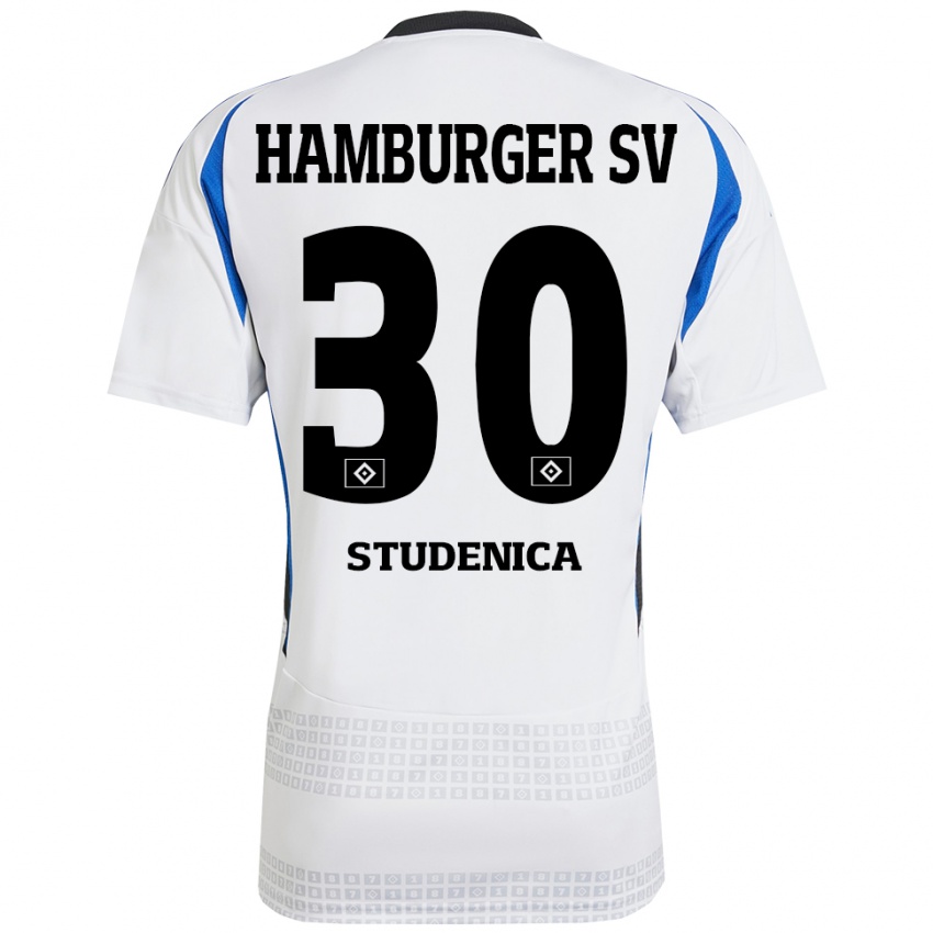 Kvinder Aron Studenica #30 Hvid Blå Hjemmebane Spillertrøjer 2024/25 Trøje T-Shirt