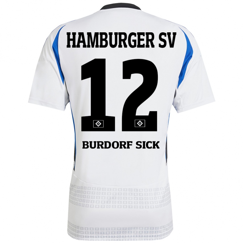 Kvinder Emma Burdorf-Sick #12 Hvid Blå Hjemmebane Spillertrøjer 2024/25 Trøje T-Shirt