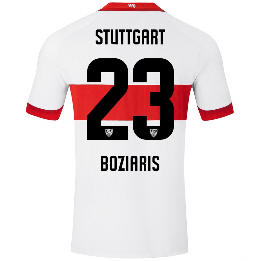 Kvinder Giannis Boziaris #23 Hvid Rød Hjemmebane Spillertrøjer 2024/25 Trøje T-Shirt