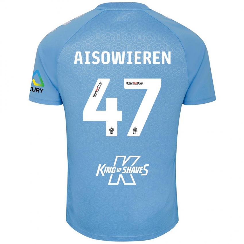 Kvinder Evan Eghosa Aisowieren #47 Blå Hvid Hjemmebane Spillertrøjer 2024/25 Trøje T-Shirt