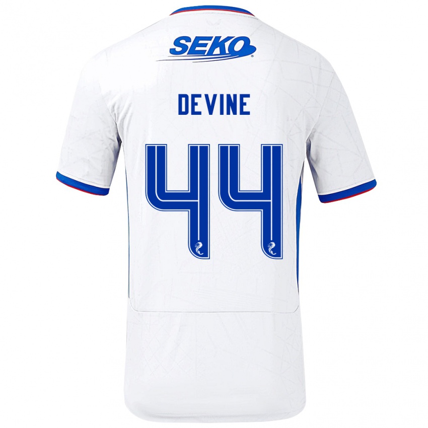 Kvinder Adam Devine #44 Hvid Blå Udebane Spillertrøjer 2024/25 Trøje T-Shirt