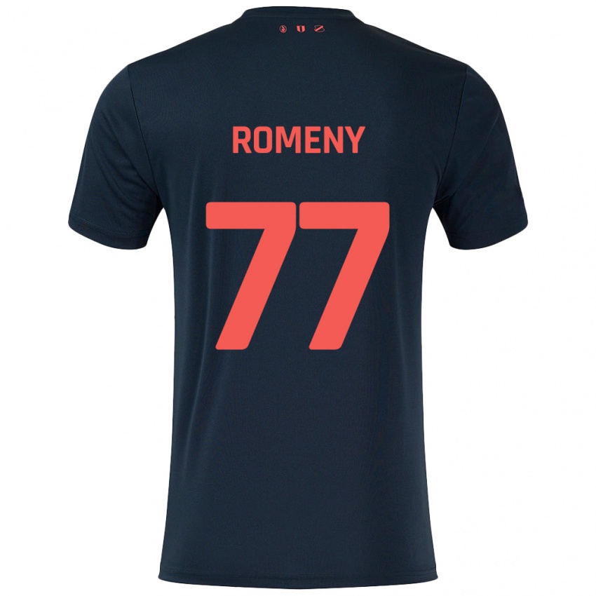 Kvinder Ole Romeny #77 Sort Rød Udebane Spillertrøjer 2024/25 Trøje T-Shirt