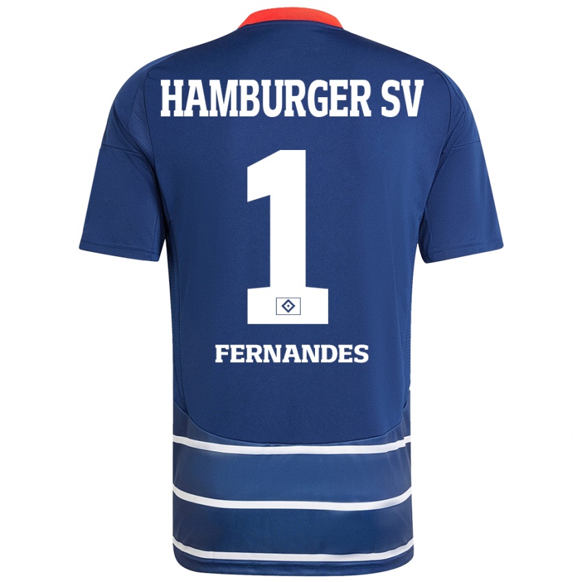 Kvinder Daniel Heuer Fernandes #1 Mørkeblå Udebane Spillertrøjer 2024/25 Trøje T-Shirt