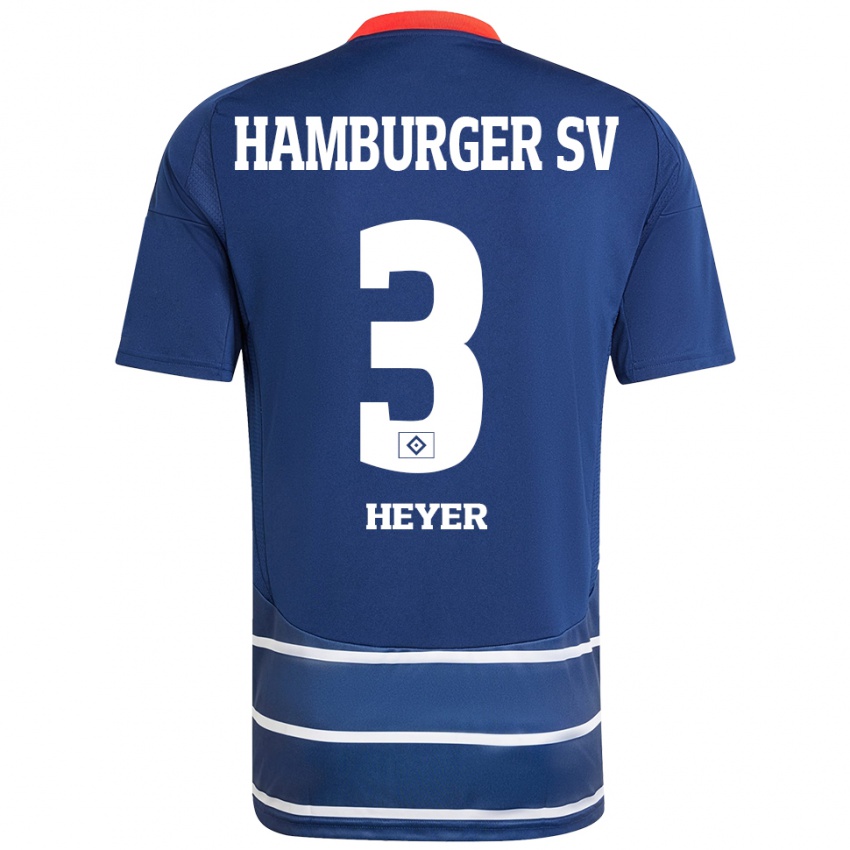 Kvinder Moritz Heyer #3 Mørkeblå Udebane Spillertrøjer 2024/25 Trøje T-Shirt