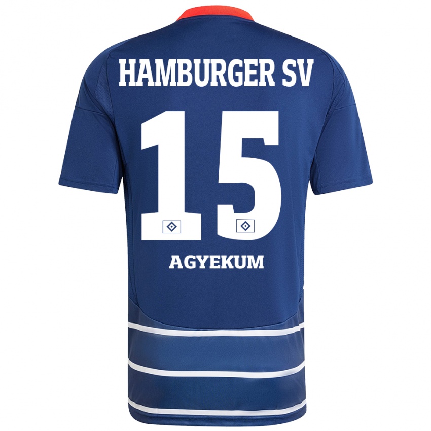 Kvinder Joel Agyekum #15 Mørkeblå Udebane Spillertrøjer 2024/25 Trøje T-Shirt