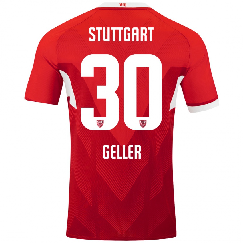 Kvinder Robert Geller #30 Rød Hvid Udebane Spillertrøjer 2024/25 Trøje T-Shirt