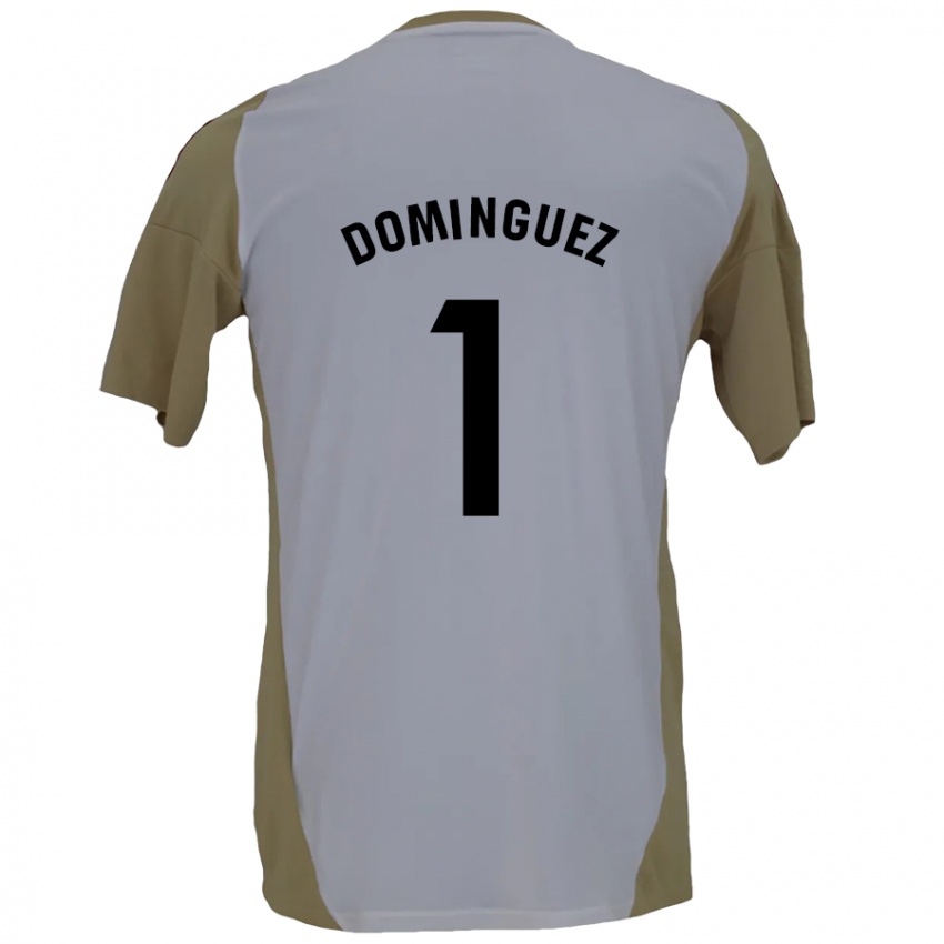 Kvinder Iago Domínguez #1 Brun Hvid Udebane Spillertrøjer 2024/25 Trøje T-Shirt