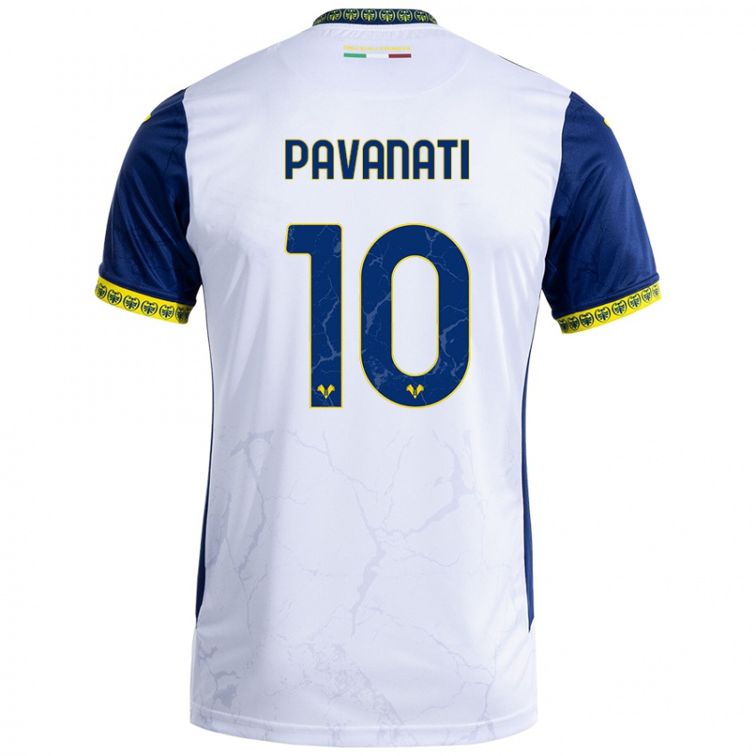 Kvinder Alessandro Pavanati #10 Hvid Blå Udebane Spillertrøjer 2024/25 Trøje T-Shirt