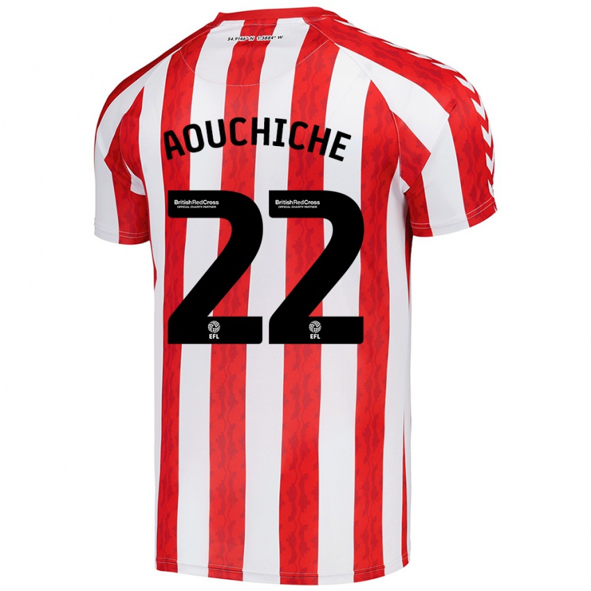 Børn Adil Aouchiche #22 Rød Hvid Hjemmebane Spillertrøjer 2024/25 Trøje T-Shirt