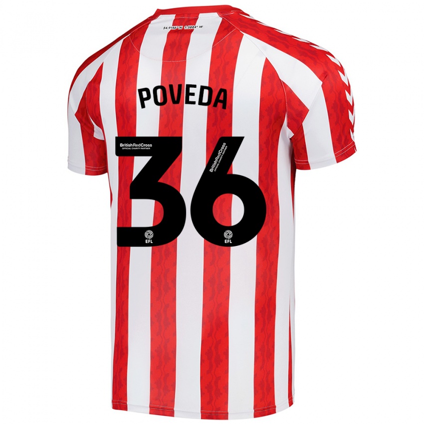 Børn Ian Poveda #36 Rød Hvid Hjemmebane Spillertrøjer 2024/25 Trøje T-Shirt