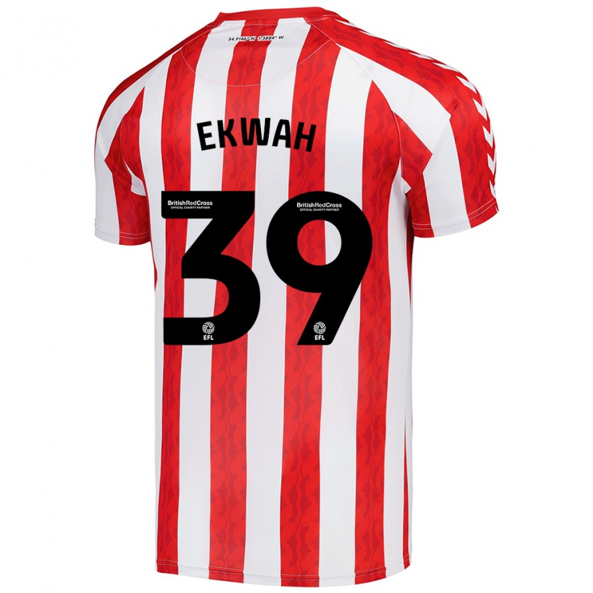 Børn Pierre Ekwah #39 Rød Hvid Hjemmebane Spillertrøjer 2024/25 Trøje T-Shirt