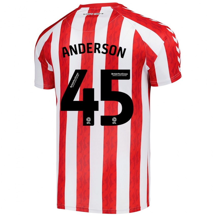 Børn Joe Anderson #45 Rød Hvid Hjemmebane Spillertrøjer 2024/25 Trøje T-Shirt