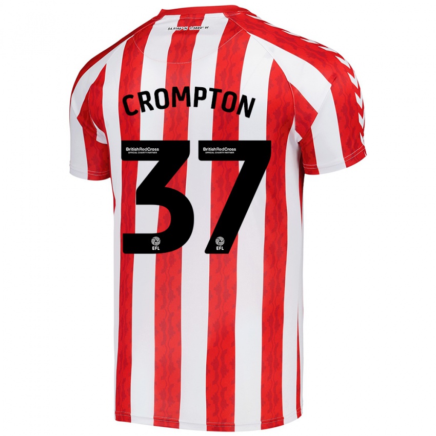 Børn Ben Crompton #37 Rød Hvid Hjemmebane Spillertrøjer 2024/25 Trøje T-Shirt