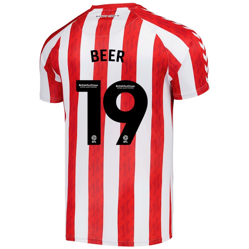 Børn Megan Beer #19 Rød Hvid Hjemmebane Spillertrøjer 2024/25 Trøje T-Shirt