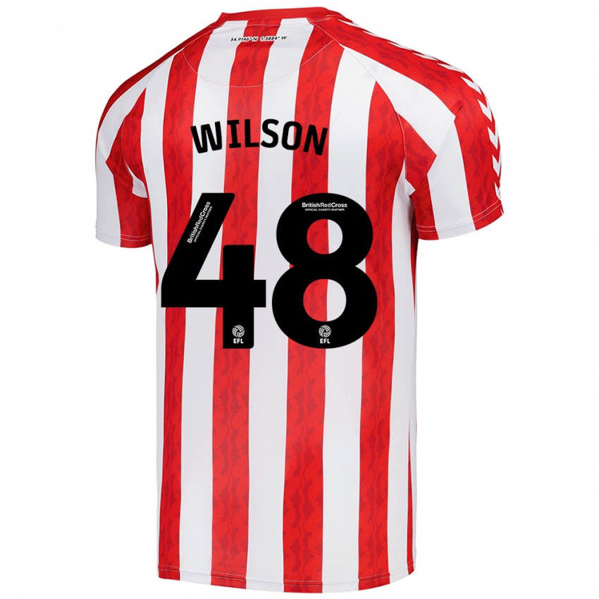 Børn Callum Wilson #48 Rød Hvid Hjemmebane Spillertrøjer 2024/25 Trøje T-Shirt