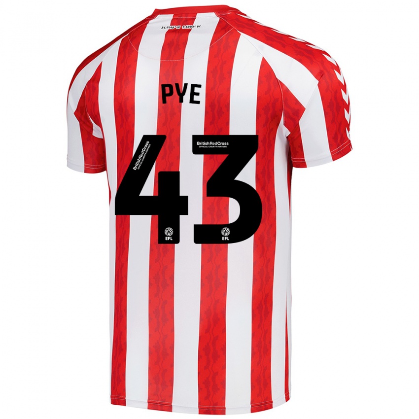 Børn Connor Pye #43 Rød Hvid Hjemmebane Spillertrøjer 2024/25 Trøje T-Shirt