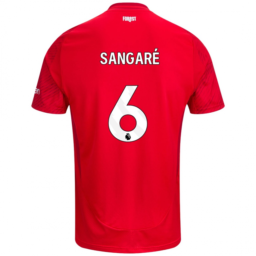 Børn Ibrahim Sangare #6 Rød Hvid Hjemmebane Spillertrøjer 2024/25 Trøje T-Shirt