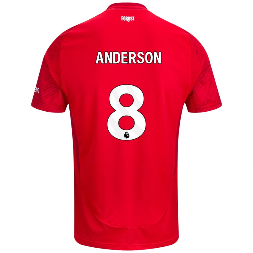 Børn Elliot Anderson #8 Rød Hvid Hjemmebane Spillertrøjer 2024/25 Trøje T-Shirt