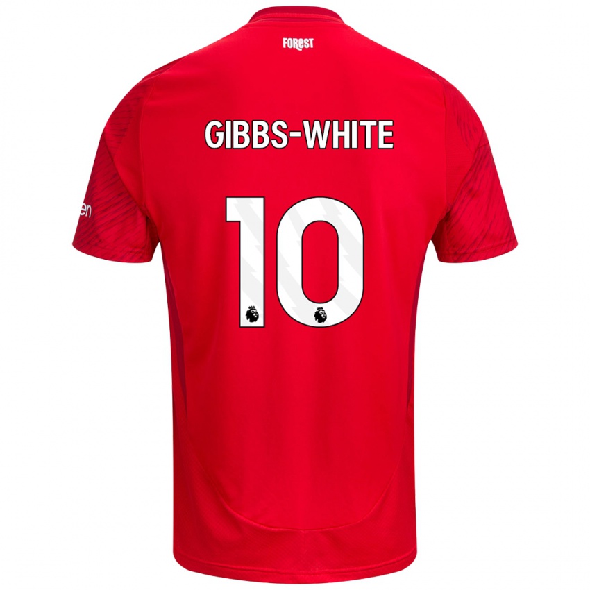 Børn Morgan Gibbs-White #10 Rød Hvid Hjemmebane Spillertrøjer 2024/25 Trøje T-Shirt