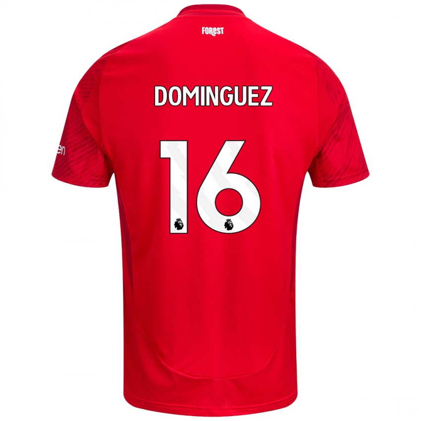 Børn Nicolás Domínguez #16 Rød Hvid Hjemmebane Spillertrøjer 2024/25 Trøje T-Shirt