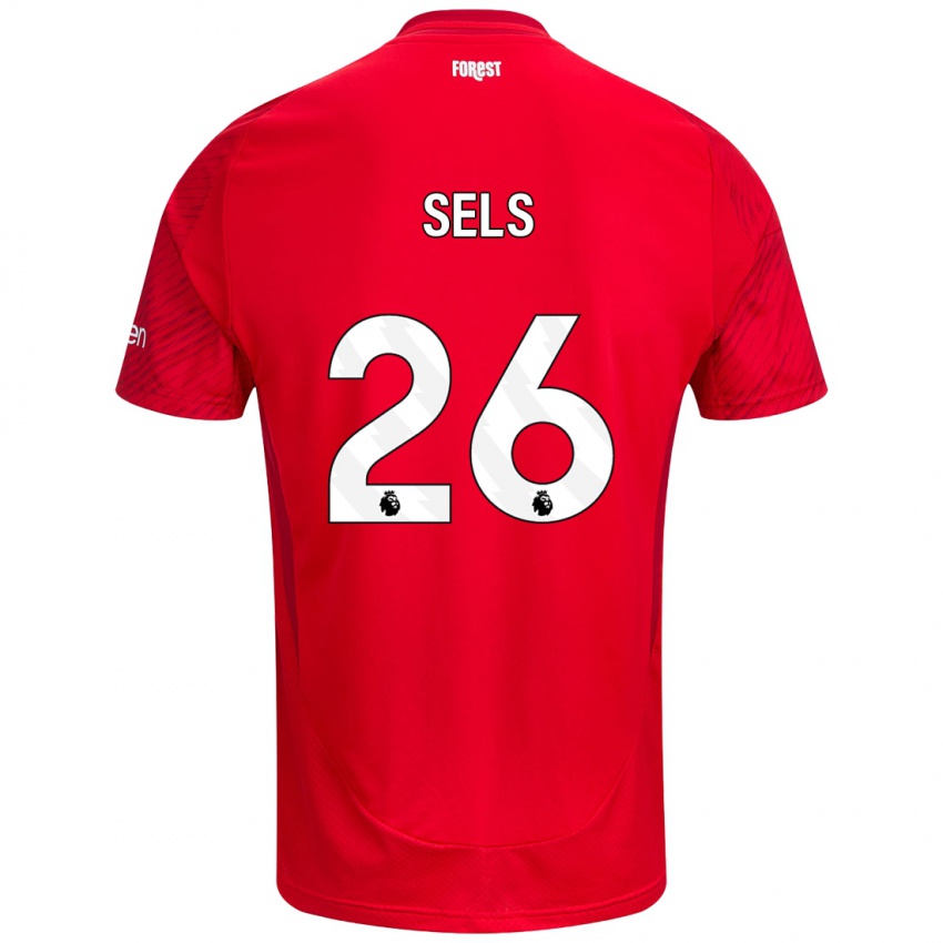 Børn Matz Sels #26 Rød Hvid Hjemmebane Spillertrøjer 2024/25 Trøje T-Shirt