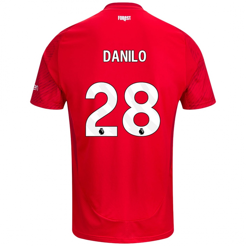 Børn Danilo #28 Rød Hvid Hjemmebane Spillertrøjer 2024/25 Trøje T-Shirt