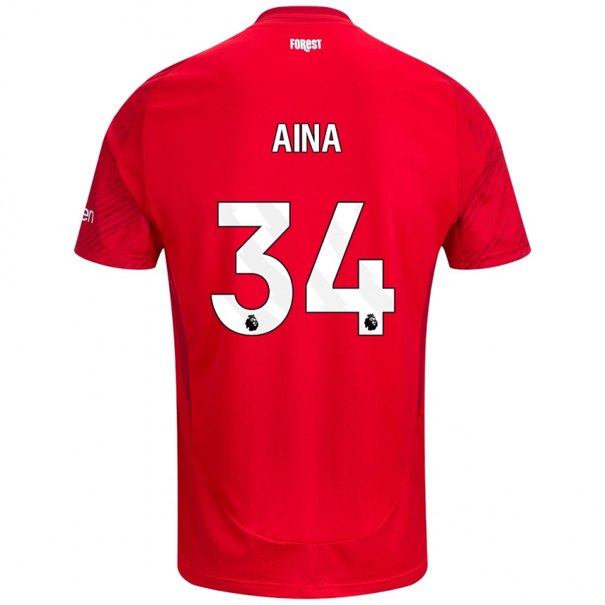 Børn Ola Aina #34 Rød Hvid Hjemmebane Spillertrøjer 2024/25 Trøje T-Shirt