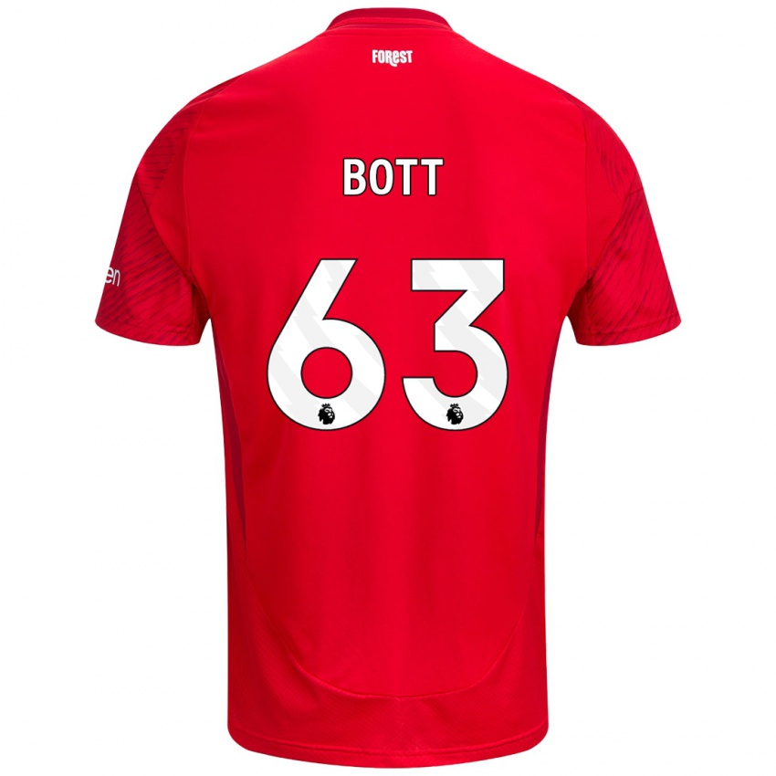 Børn Aaron Bott #63 Rød Hvid Hjemmebane Spillertrøjer 2024/25 Trøje T-Shirt