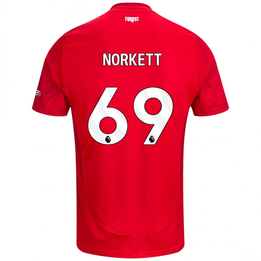 Børn Manni Norkett #69 Rød Hvid Hjemmebane Spillertrøjer 2024/25 Trøje T-Shirt