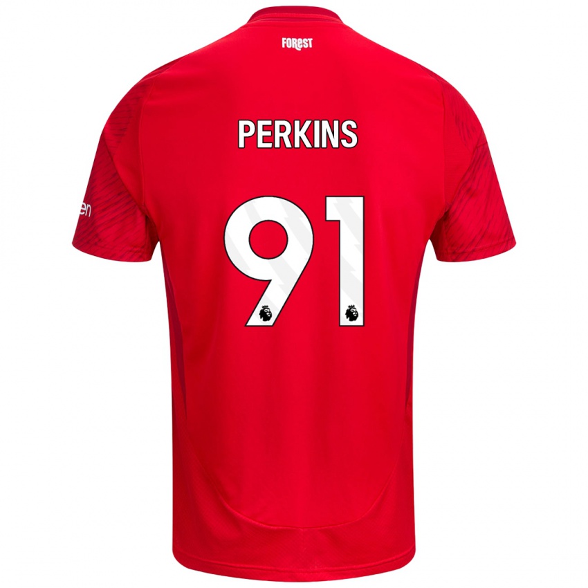 Børn Jack Perkins #91 Rød Hvid Hjemmebane Spillertrøjer 2024/25 Trøje T-Shirt