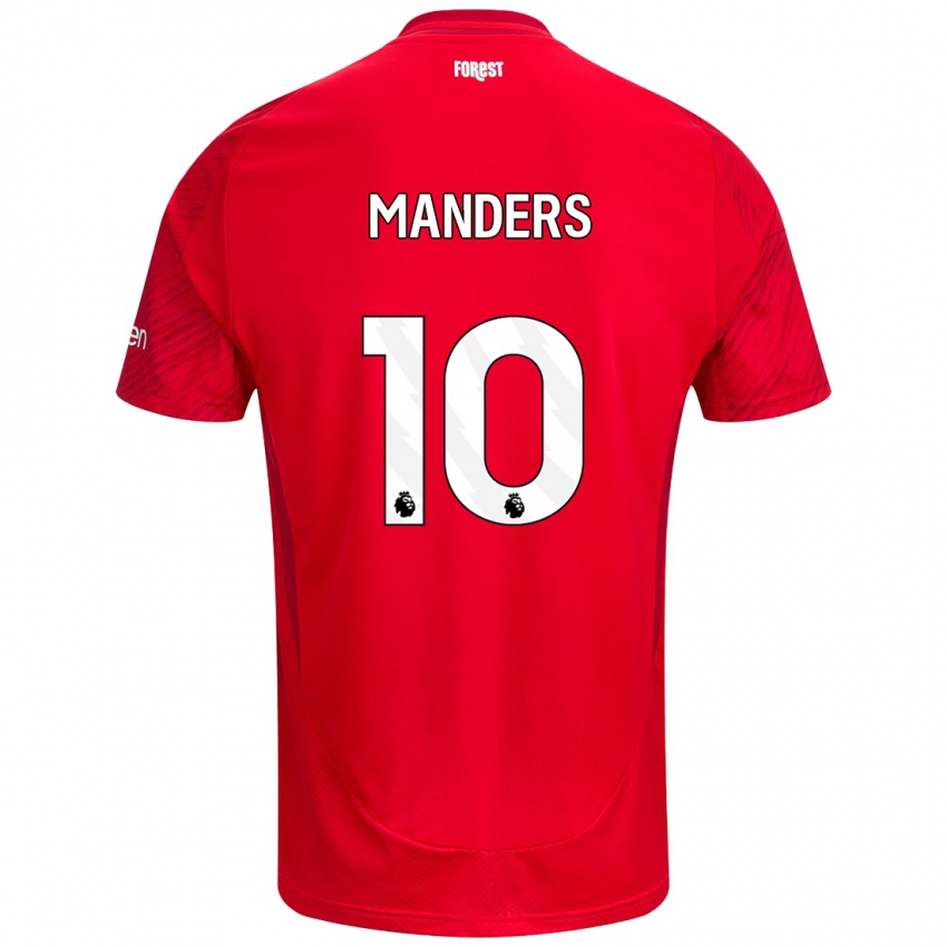 Børn Holly Manders #10 Rød Hvid Hjemmebane Spillertrøjer 2024/25 Trøje T-Shirt