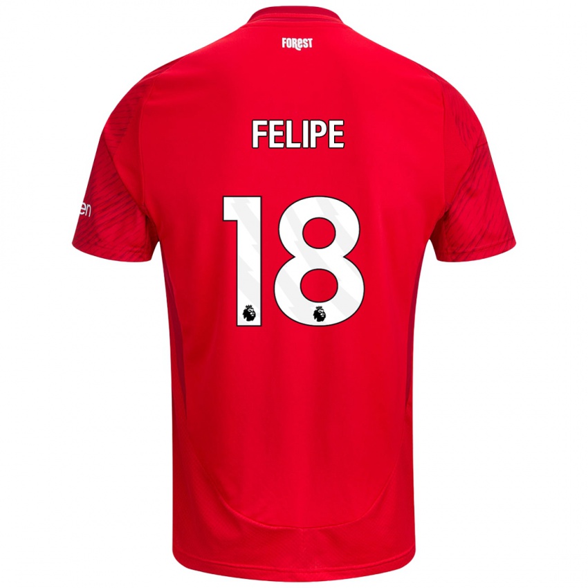 Børn Felipe #18 Rød Hvid Hjemmebane Spillertrøjer 2024/25 Trøje T-Shirt