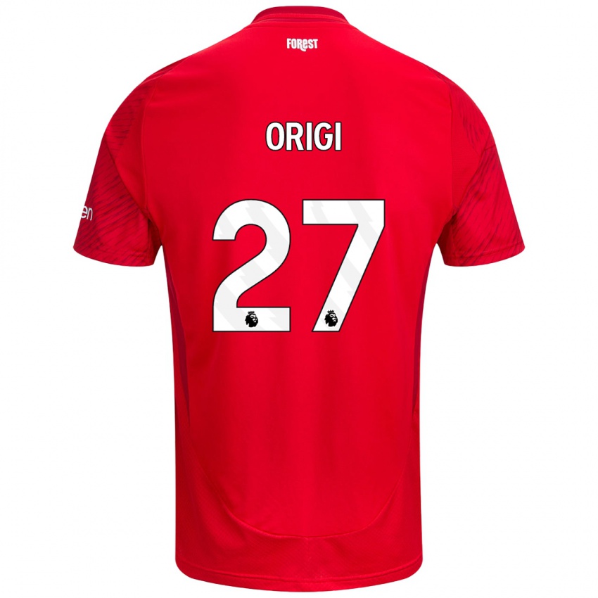 Børn Divock Origi #27 Rød Hvid Hjemmebane Spillertrøjer 2024/25 Trøje T-Shirt