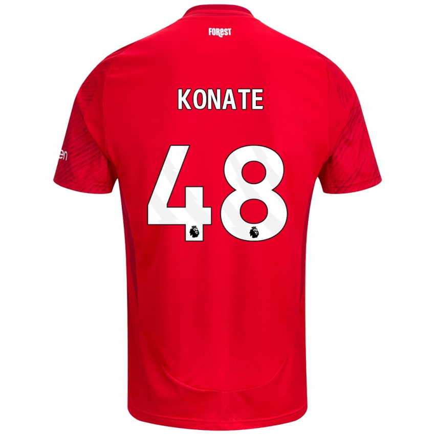 Børn Ateef Konaté #48 Rød Hvid Hjemmebane Spillertrøjer 2024/25 Trøje T-Shirt