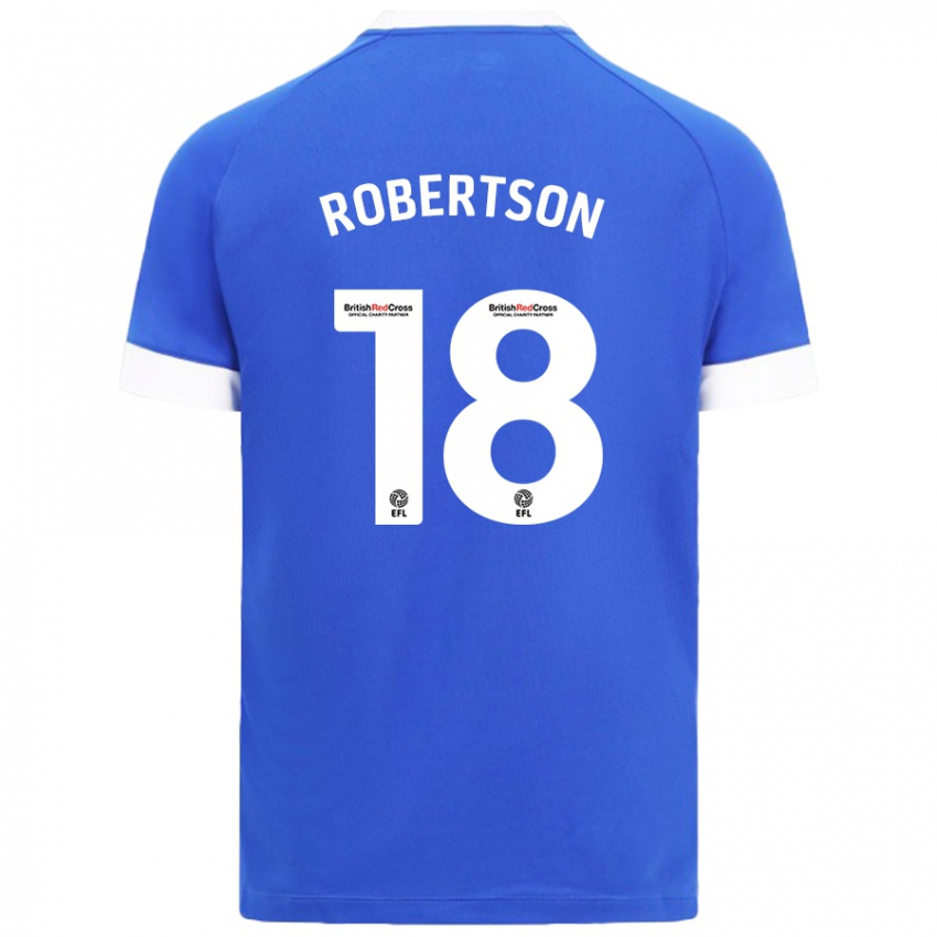 Børn Alex Robertson #18 Himmelblå Hjemmebane Spillertrøjer 2024/25 Trøje T-Shirt