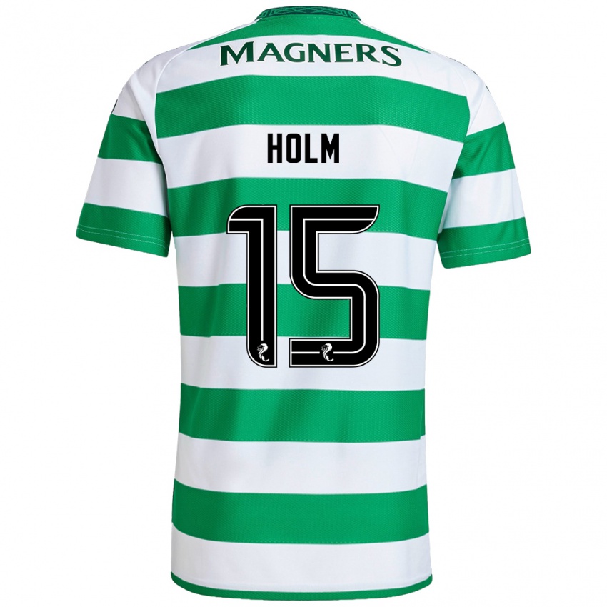 Børn Odin Thiago Holm #15 Grøn Hvid Hjemmebane Spillertrøjer 2024/25 Trøje T-Shirt