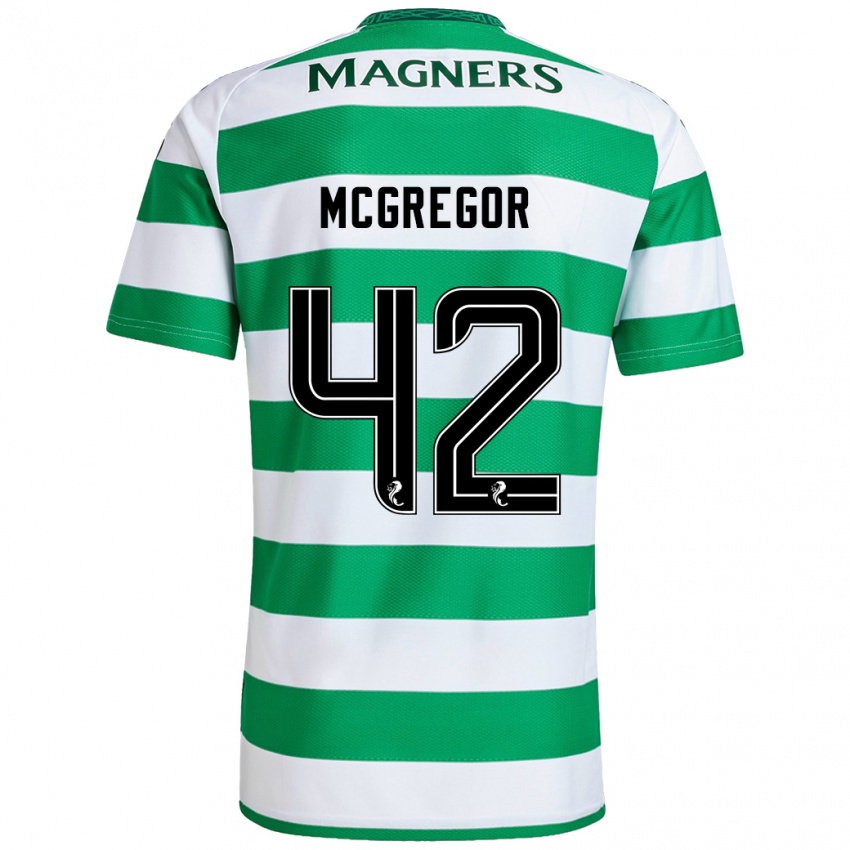 Børn Callum Mcgregor #42 Grøn Hvid Hjemmebane Spillertrøjer 2024/25 Trøje T-Shirt