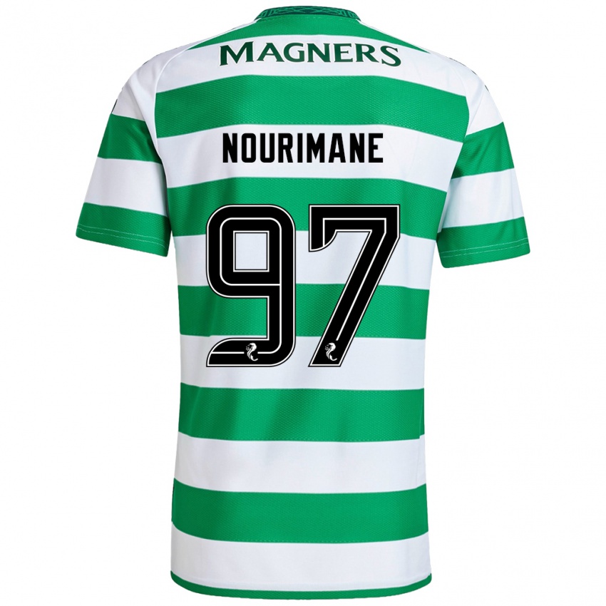 Børn Addi Nourimane #97 Grøn Hvid Hjemmebane Spillertrøjer 2024/25 Trøje T-Shirt