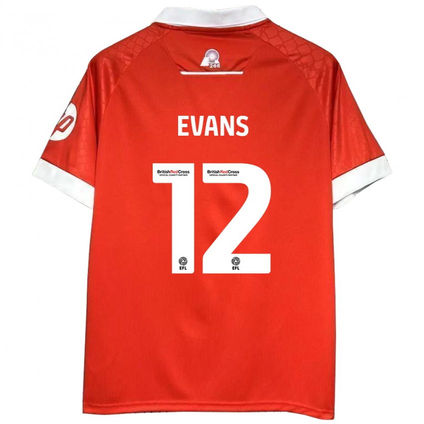 Børn George Evans #12 Rød Hvid Hjemmebane Spillertrøjer 2024/25 Trøje T-Shirt