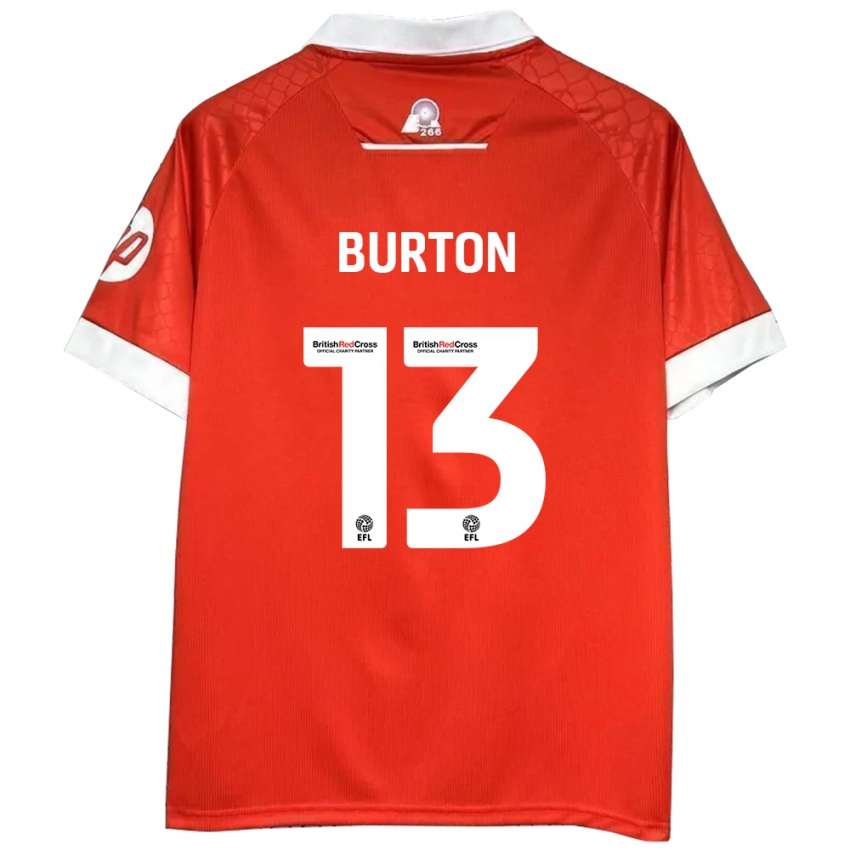 Børn Callum Burton #13 Rød Hvid Hjemmebane Spillertrøjer 2024/25 Trøje T-Shirt